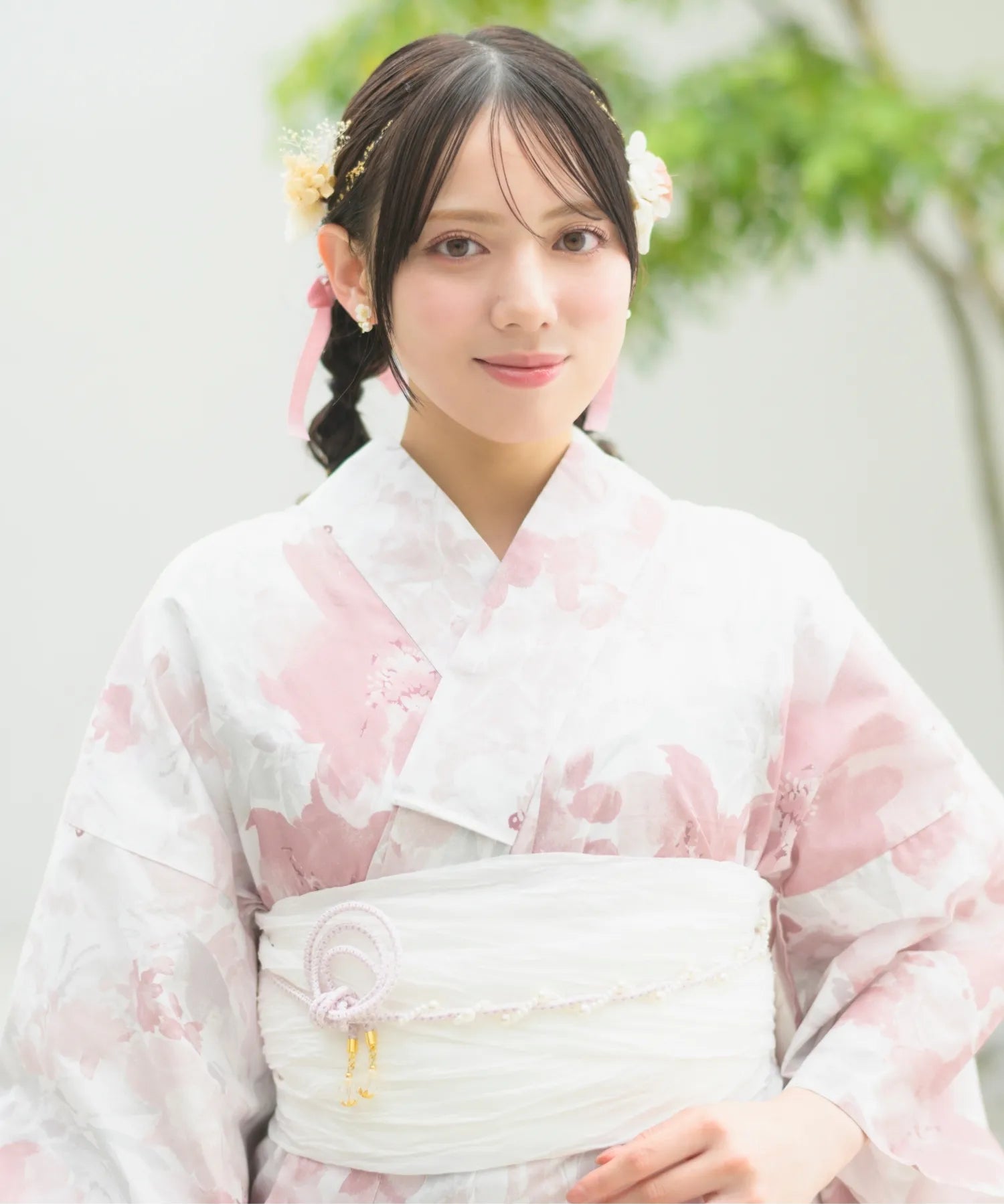 夏恋浴衣 恋花模様 下駄付き5点セット(浴衣・兵児帯・腰紐×2・下駄)