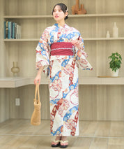 夏恋浴衣 花織りの舞 下駄付き5点セット(浴衣・兵児帯・腰紐×2・下駄)