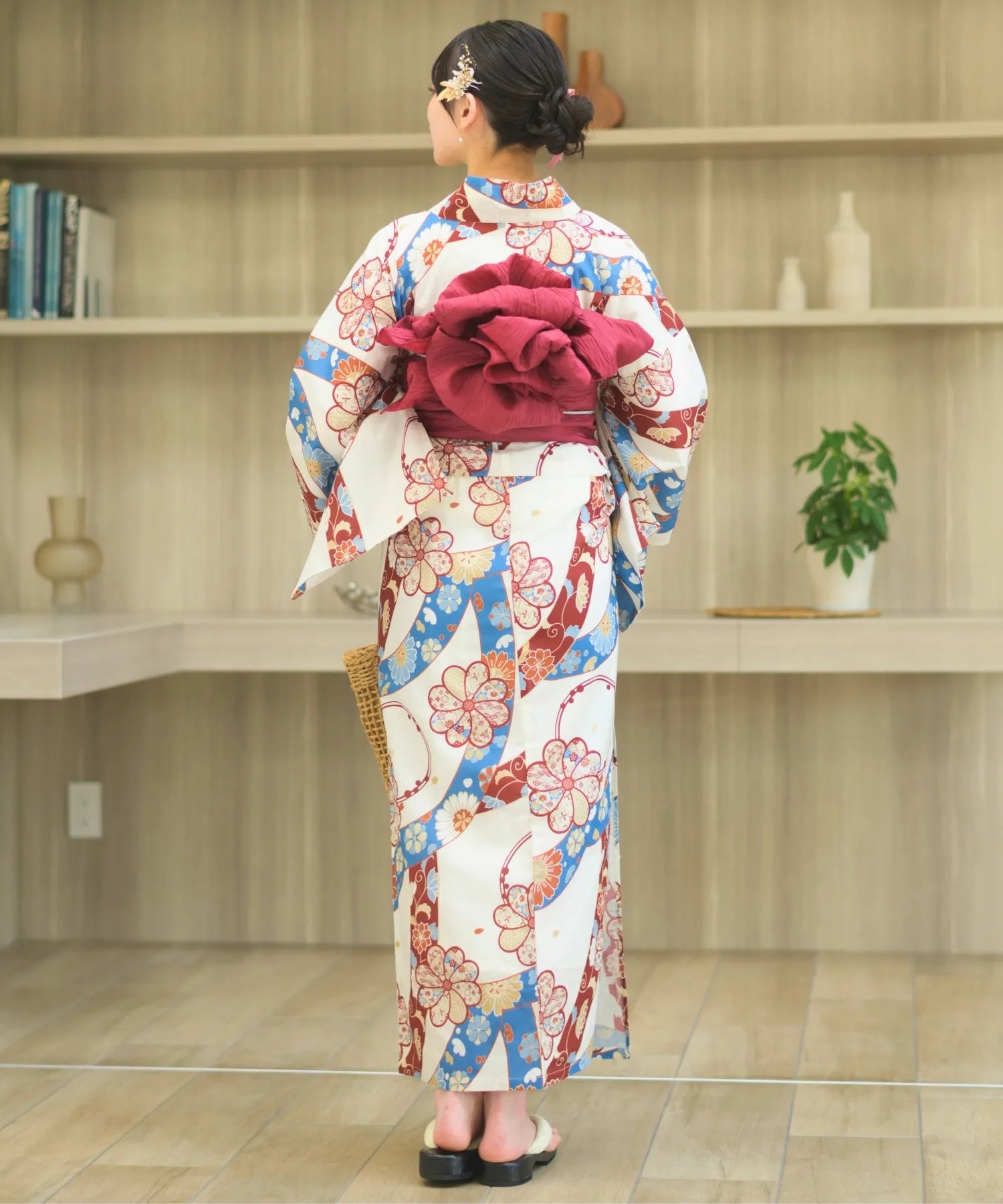 夏恋浴衣 花織りの舞 下駄付き5点セット(浴衣・兵児帯・腰紐×2・下駄)
