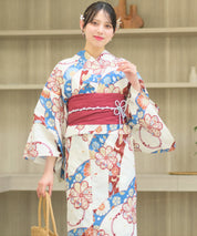 夏恋浴衣 花織りの舞 下駄付き5点セット(浴衣・兵児帯・腰紐×2・下駄)