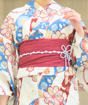 夏恋浴衣 花織りの舞 下駄付き5点セット(浴衣・兵児帯・腰紐×2・下駄)