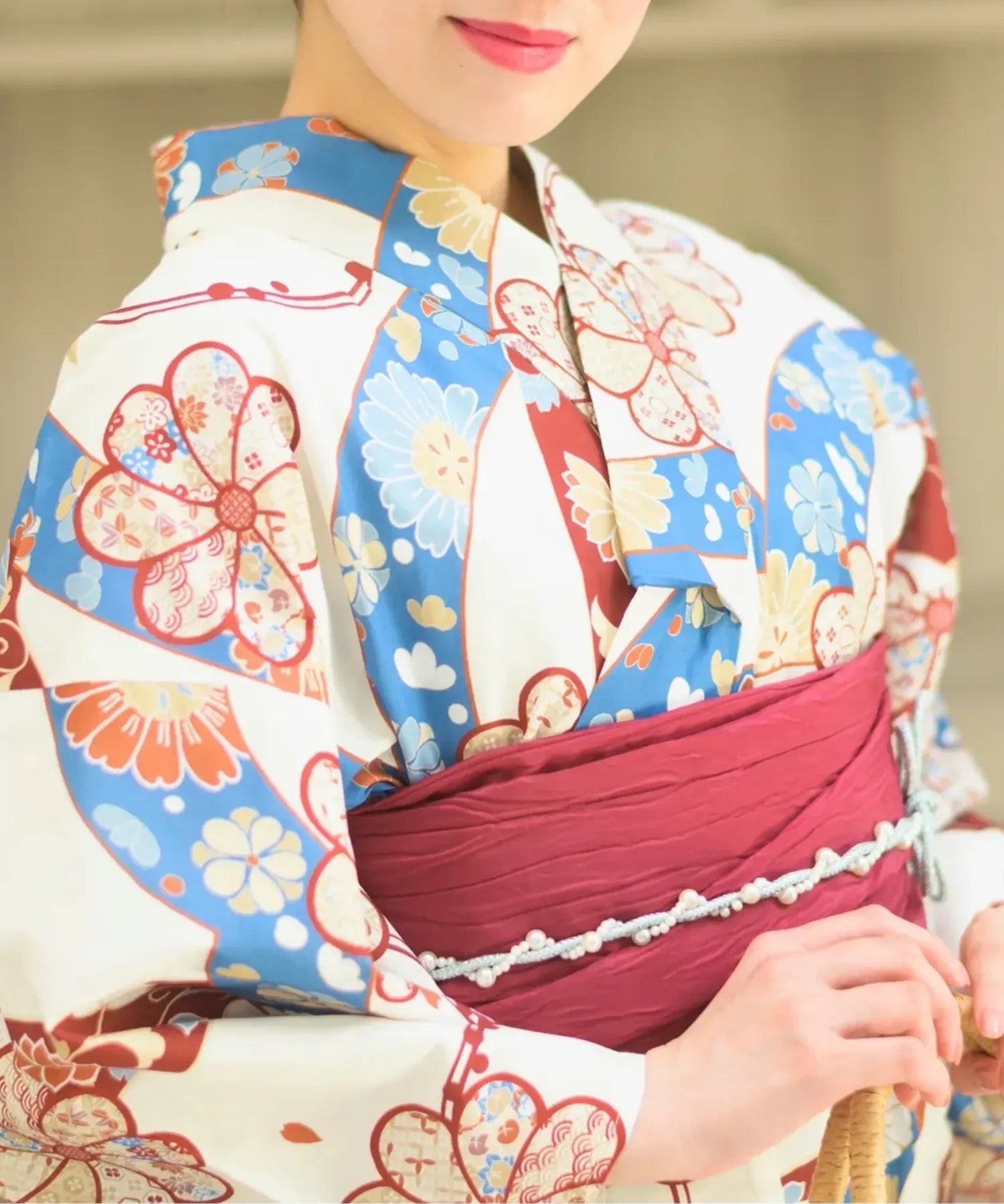 夏恋浴衣 花織りの舞 下駄付き5点セット(浴衣・兵児帯・腰紐×2・下駄)