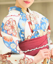 夏恋浴衣 花織りの舞 下駄付き5点セット(浴衣・兵児帯・腰紐×2・下駄)