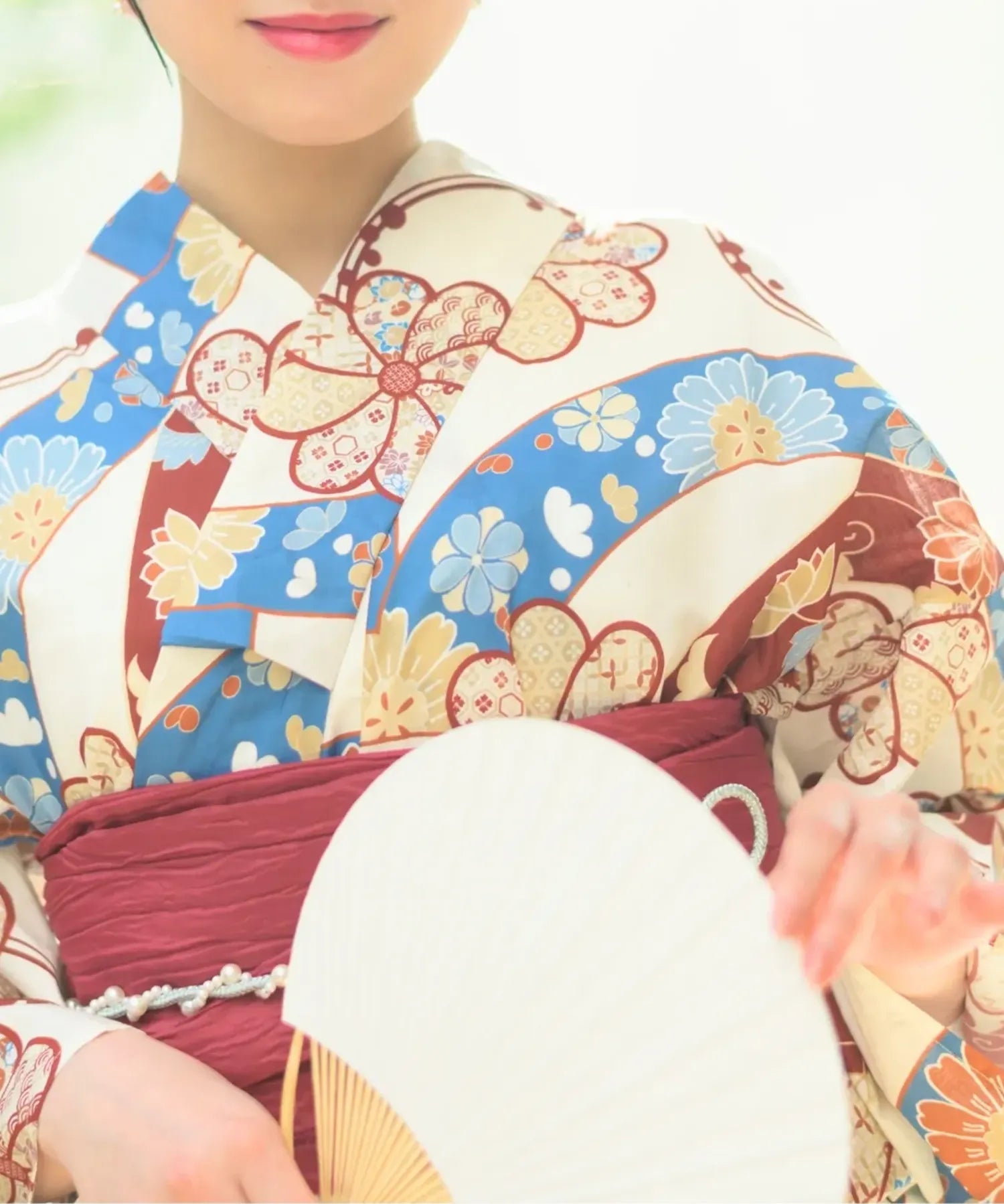 夏恋浴衣 花織りの舞 下駄付き5点セット(浴衣・兵児帯・腰紐×2・下駄)