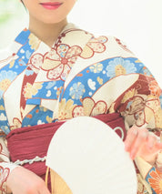 夏恋浴衣 花織りの舞 下駄付き5点セット(浴衣・兵児帯・腰紐×2・下駄)