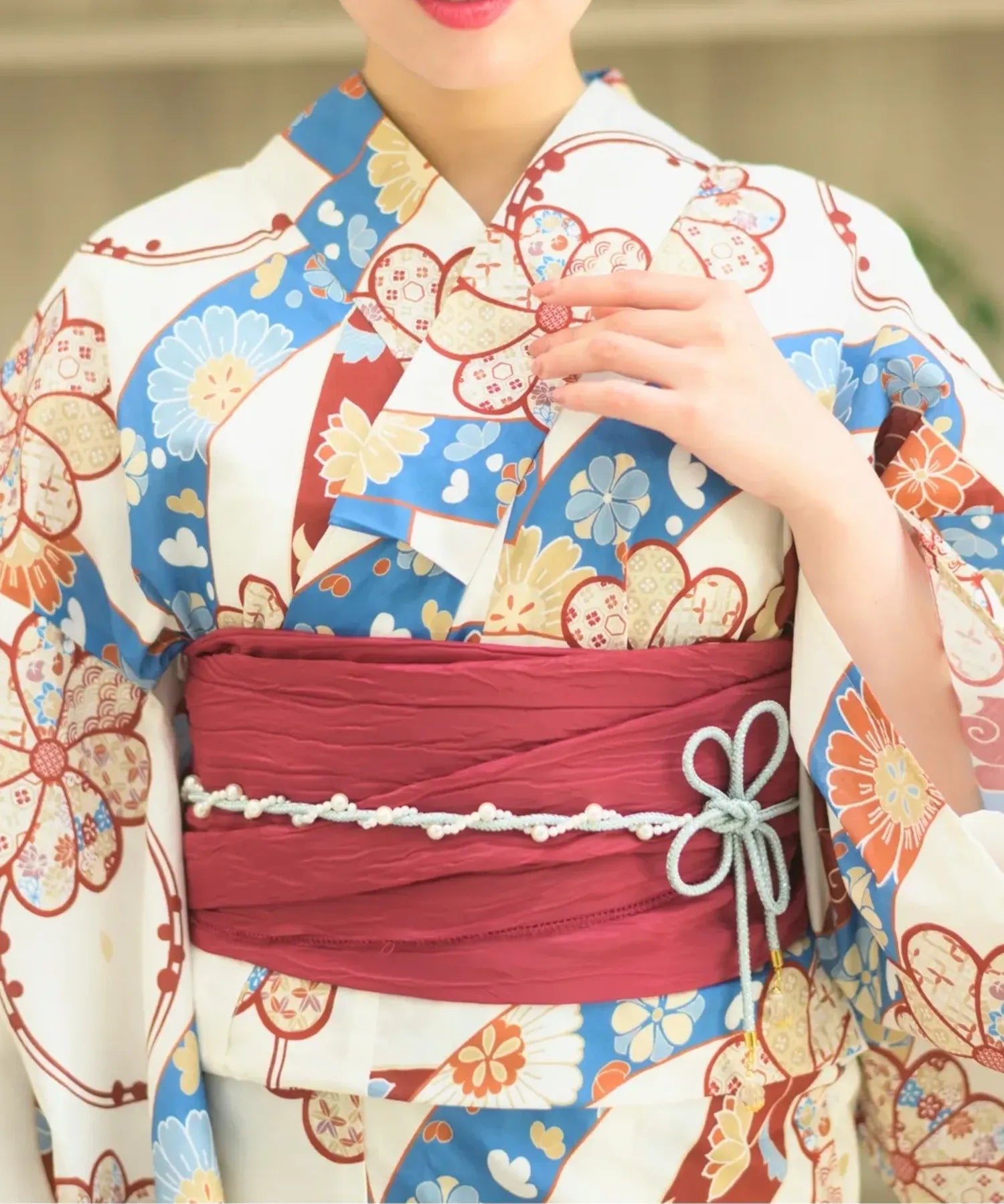 夏恋浴衣 花織りの舞 下駄付き5点セット(浴衣・兵児帯・腰紐×2・下駄)