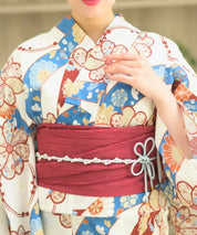 夏恋浴衣 花織りの舞 下駄付き5点セット(浴衣・兵児帯・腰紐×2・下駄)