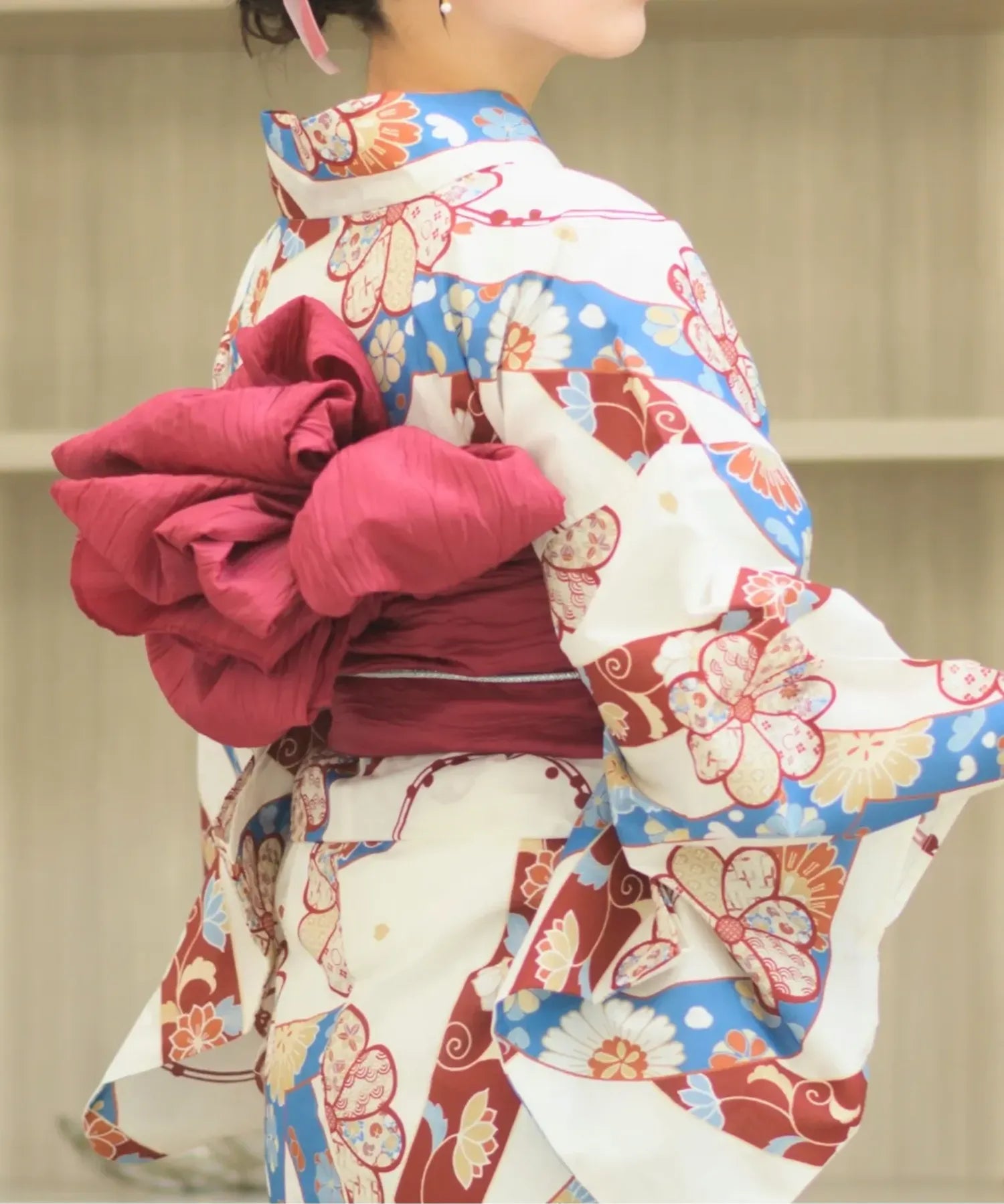 夏恋浴衣 花織りの舞 下駄付き5点セット(浴衣・兵児帯・腰紐×2・下駄)