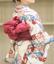 夏恋浴衣 花織りの舞 下駄付き5点セット(浴衣・兵児帯・腰紐×2・下駄)