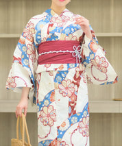 夏恋浴衣 花織りの舞 下駄付き5点セット(浴衣・兵児帯・腰紐×2・下駄)