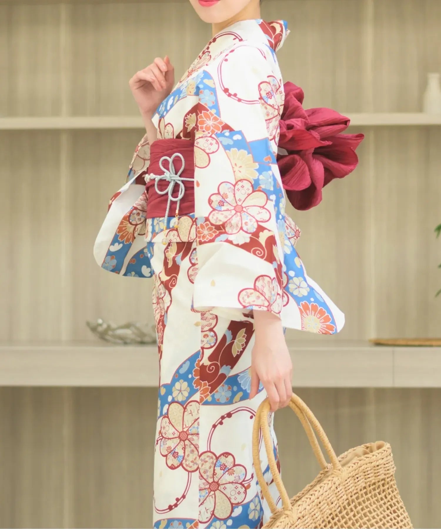 夏恋浴衣 花織りの舞 下駄付き5点セット(浴衣・兵児帯・腰紐×2・下駄)