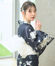 夏宵浴衣 ゆらめき牡丹 下駄付き5点セット(浴衣・兵児帯・腰紐×2・下駄)