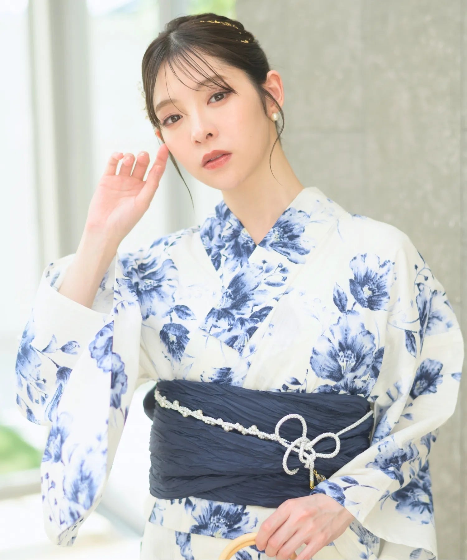 夏宵浴衣 艶麗深椿 下駄付き5点セット(浴衣・兵児帯・腰紐×2・下駄)