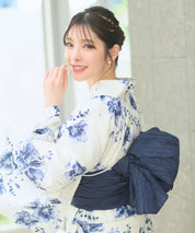 夏宵浴衣 艶麗深椿 下駄付き5点セット(浴衣・兵児帯・腰紐×2・下駄)