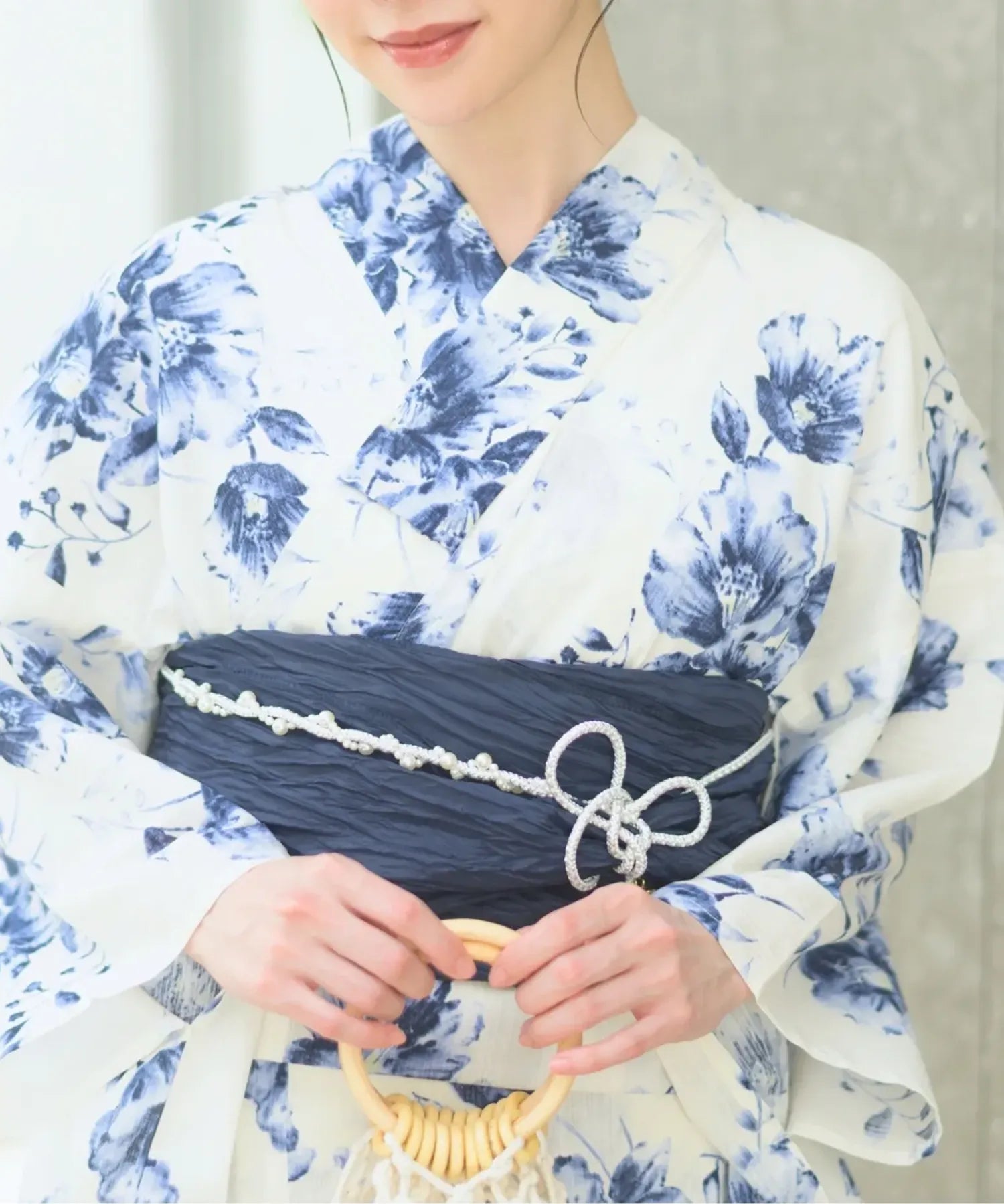 夏宵浴衣 艶麗深椿 下駄付き5点セット(浴衣・兵児帯・腰紐×2・下駄)