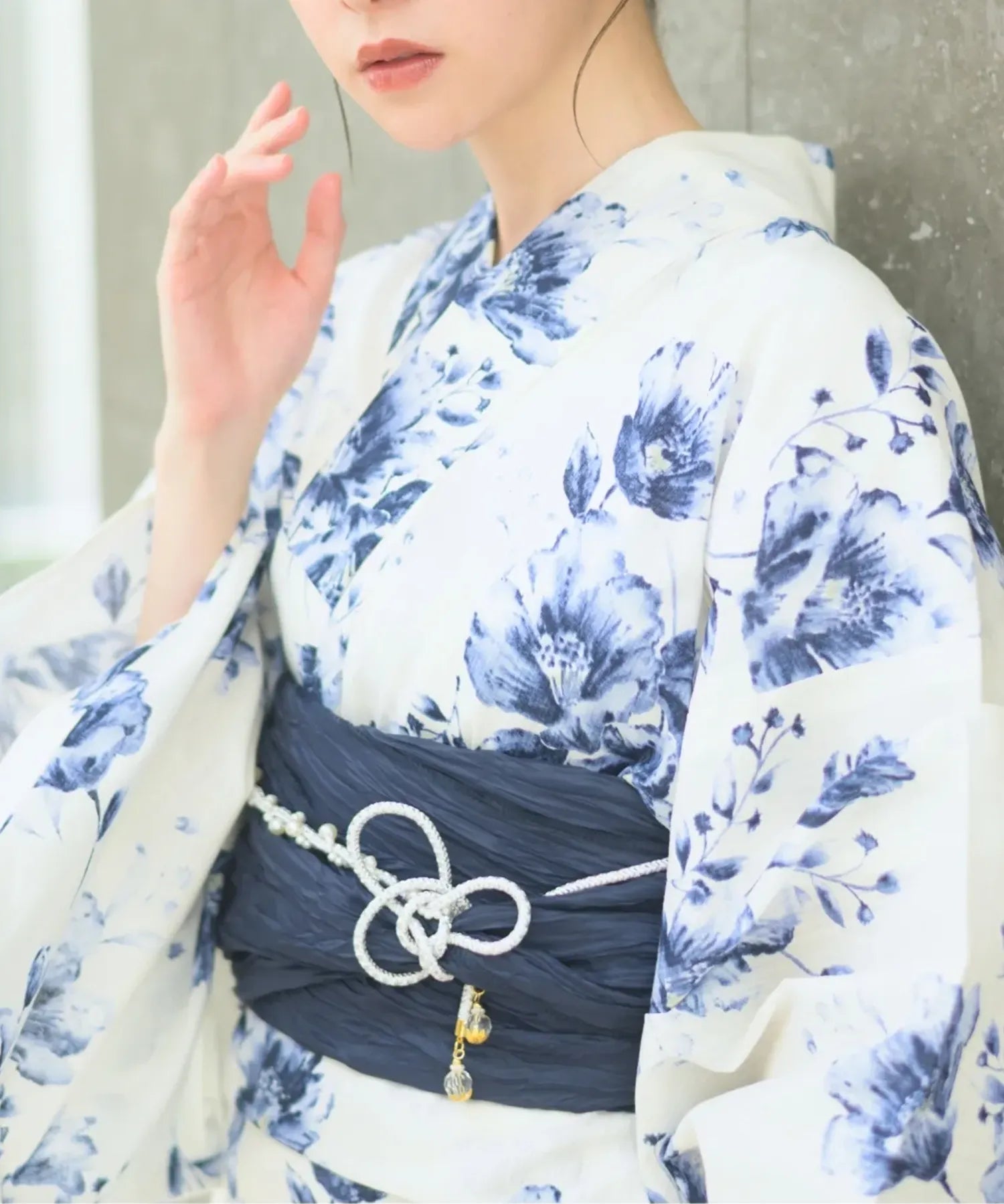 夏宵浴衣 艶麗深椿 下駄付き5点セット(浴衣・兵児帯・腰紐×2・下駄)