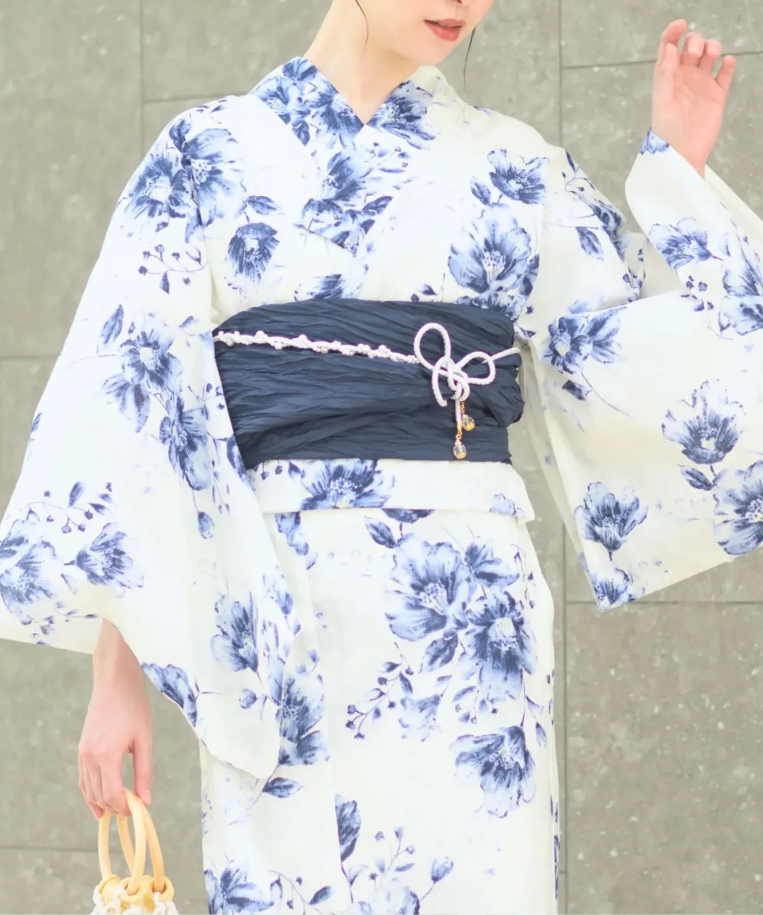 夏宵浴衣 艶麗深椿 下駄付き5点セット(浴衣・兵児帯・腰紐×2・下駄)