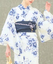 夏宵浴衣 艶麗深椿 下駄付き5点セット(浴衣・兵児帯・腰紐×2・下駄)