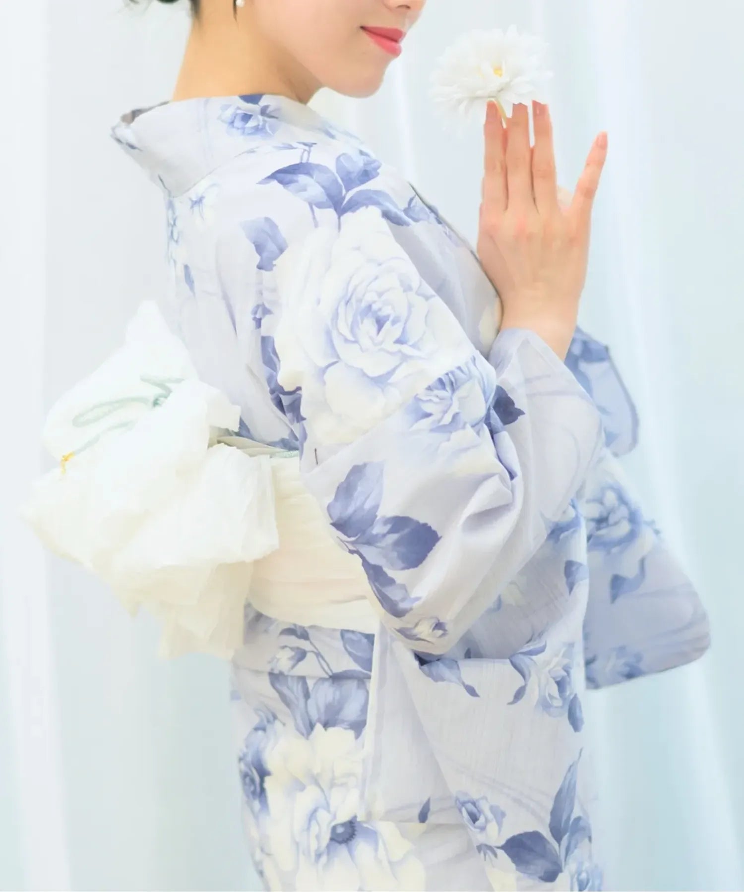 夏宵浴衣 花麗流れ 下駄付き5点セット(浴衣・兵児帯・腰紐×2・下駄)
