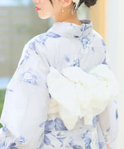 夏宵浴衣 花麗流れ 下駄付き5点セット(浴衣・兵児帯・腰紐×2・下駄)