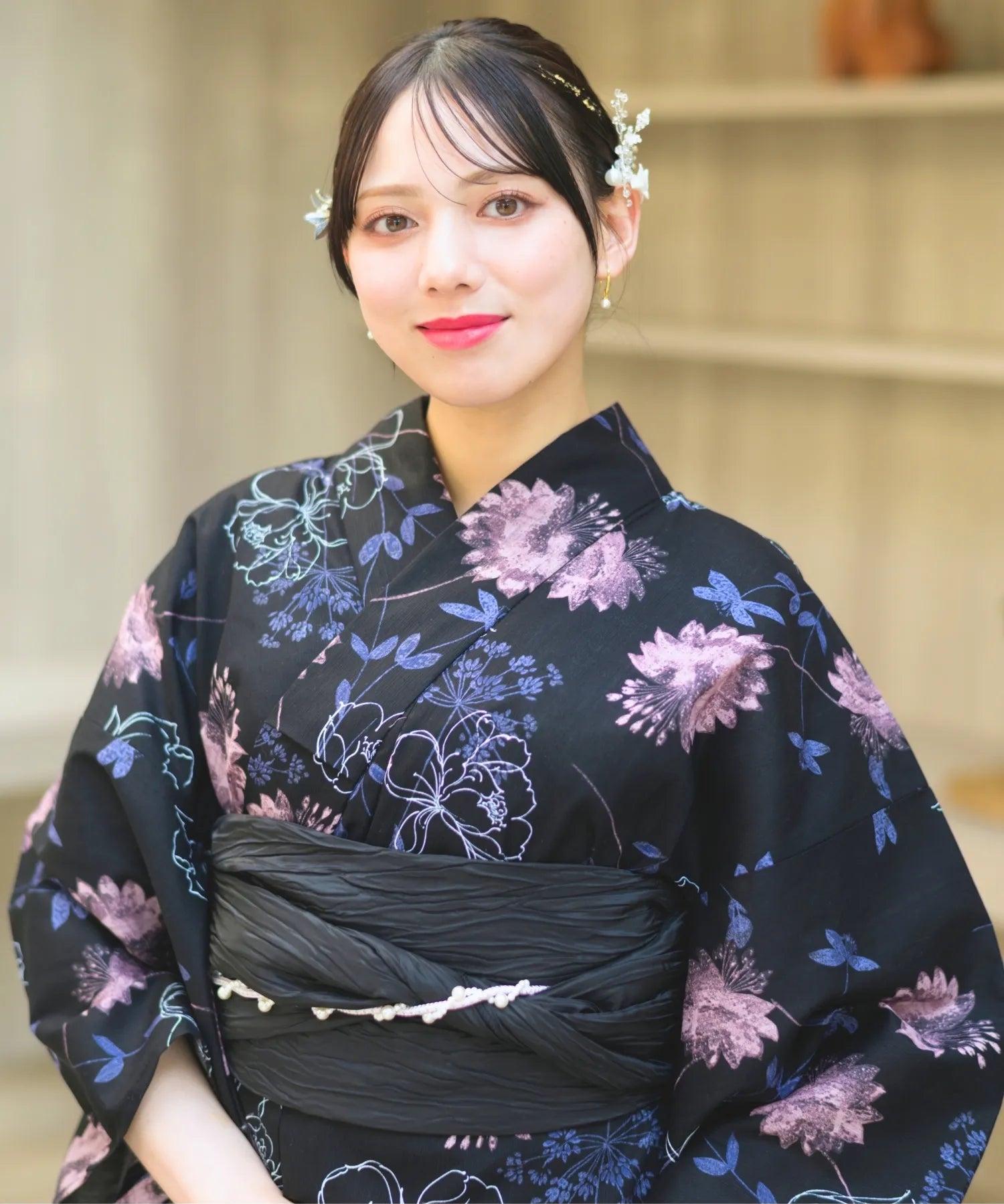 夏宵浴衣 宵の風花宴 下駄付き5点セット(浴衣・兵児帯・腰紐×2・下駄)
