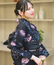夏宵浴衣 宵の風花宴 下駄付き5点セット(浴衣・兵児帯・腰紐×2・下駄)