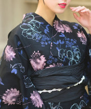 夏宵浴衣 宵の風花宴 下駄付き5点セット(浴衣・兵児帯・腰紐×2・下駄)