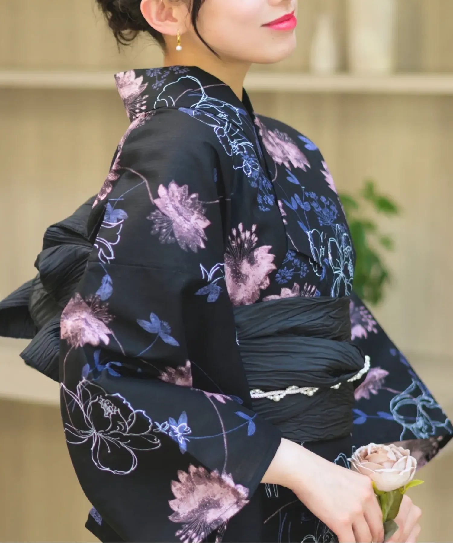 夏宵浴衣 宵の風花宴 下駄付き5点セット(浴衣・兵児帯・腰紐×2・下駄)