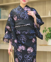 夏宵浴衣 宵の風花宴 下駄付き5点セット(浴衣・兵児帯・腰紐×2・下駄)
