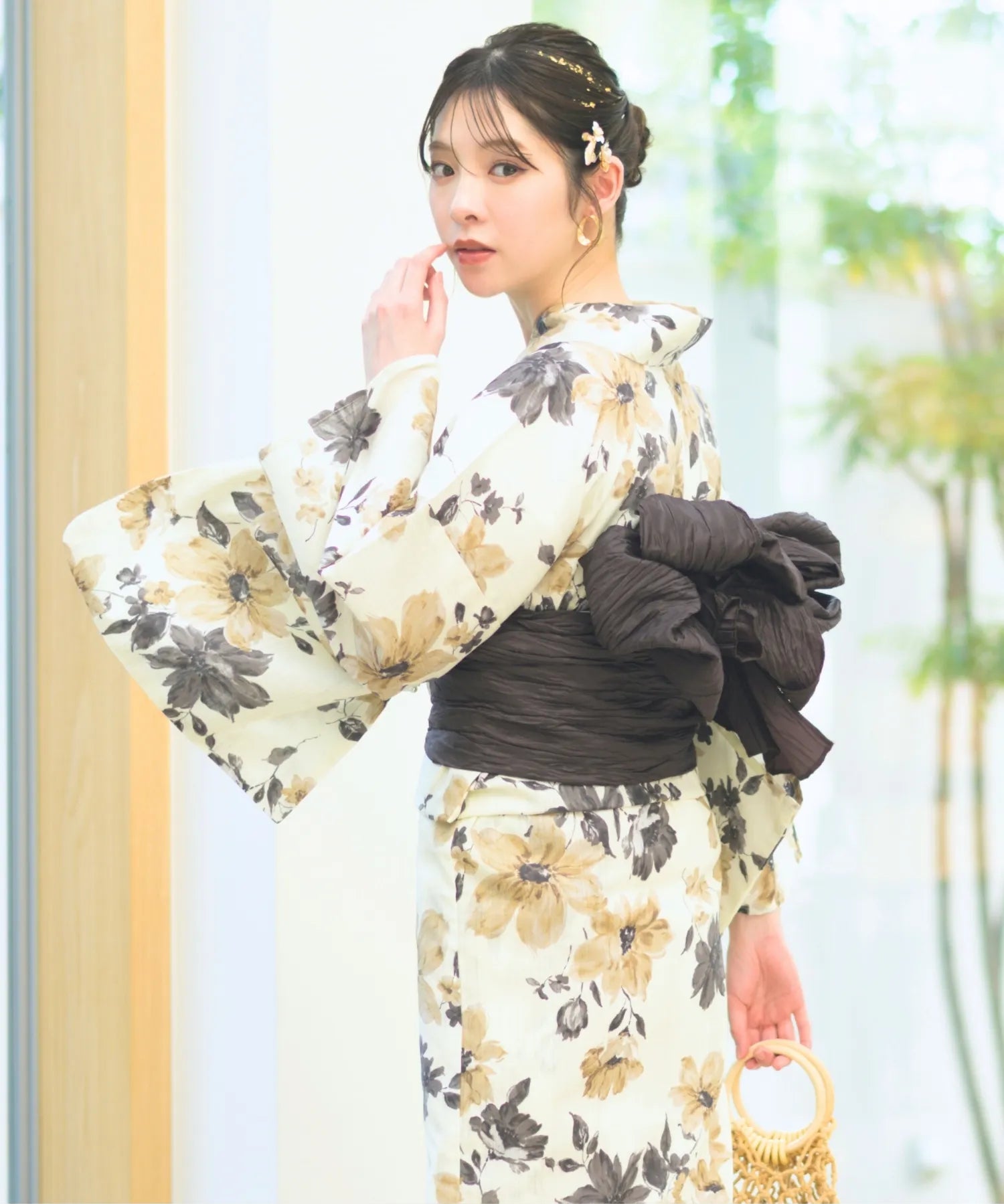 夏宵浴衣 色香花 下駄付き5点セット(浴衣・兵児帯・腰紐×2・下駄)