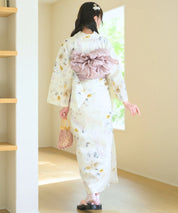 夏宵浴衣 ミルキーリボンの花奏 下駄付き5点セット(浴衣・兵児帯・腰紐×2・下駄)