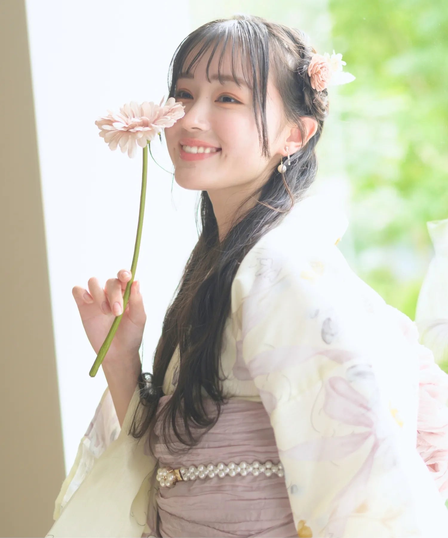 夏宵浴衣 ミルキーリボンの花奏 下駄付き5点セット(浴衣・兵児帯・腰紐×2・下駄)