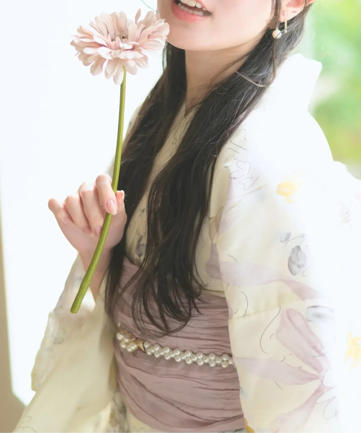 夏宵浴衣 ミルキーリボンの花奏 下駄付き5点セット(浴衣・兵児帯・腰紐×2・下駄)