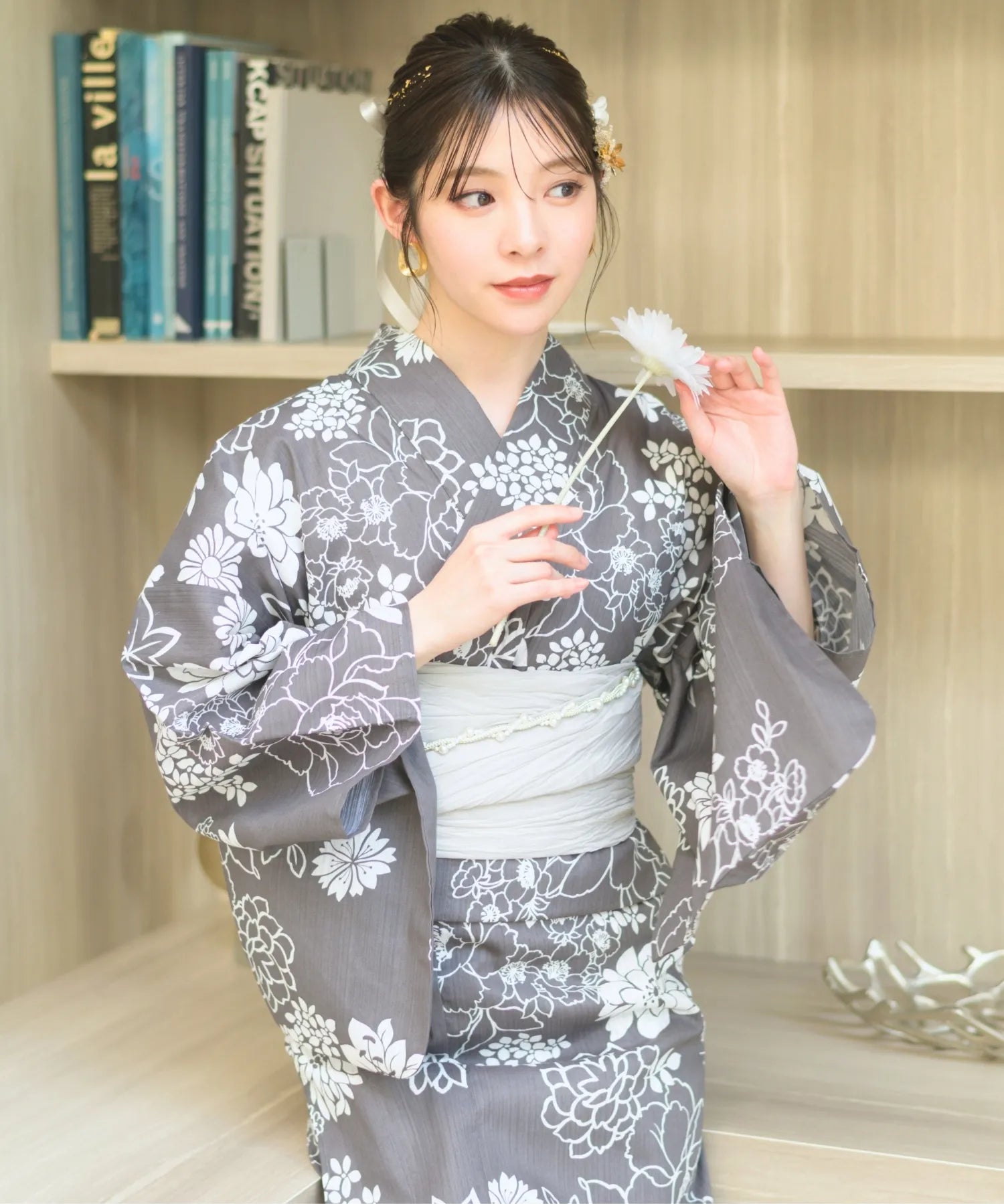 夏宵浴衣 菊芍優音 下駄付き5点セット(浴衣・兵児帯・腰紐×2・下駄)