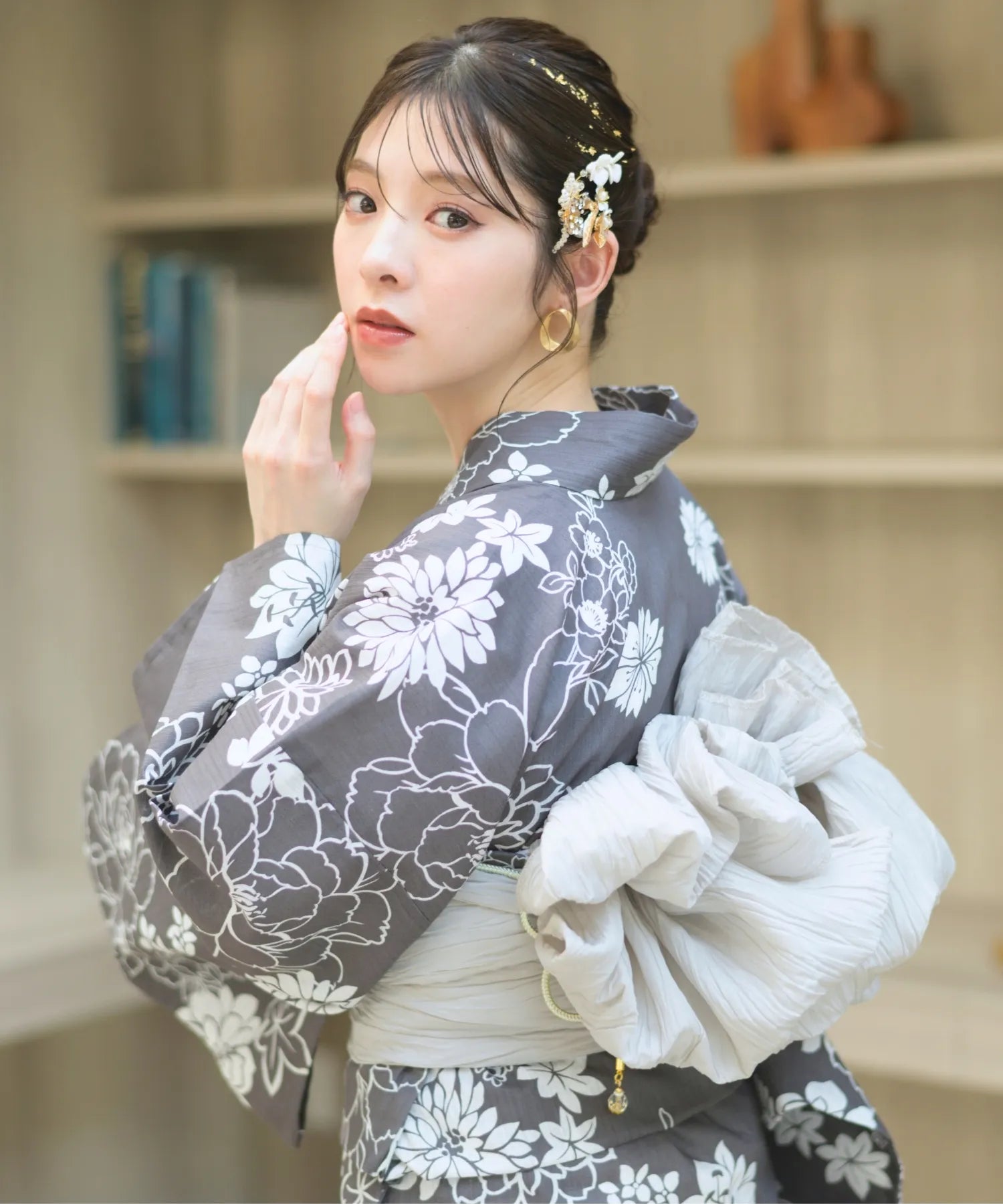夏宵浴衣 菊芍優音 下駄付き5点セット(浴衣・兵児帯・腰紐×2・下駄)