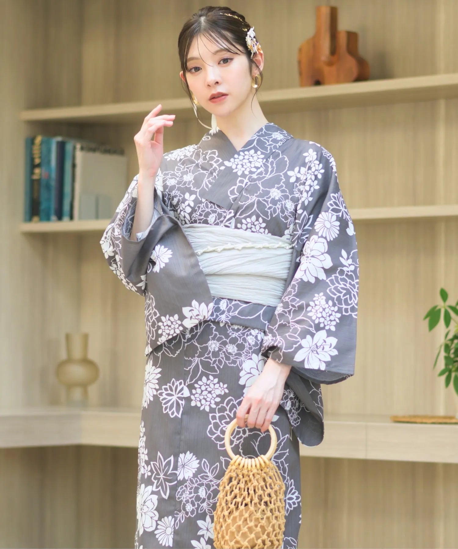 夏宵浴衣 菊芍優音 下駄付き5点セット(浴衣・兵児帯・腰紐×2・下駄)