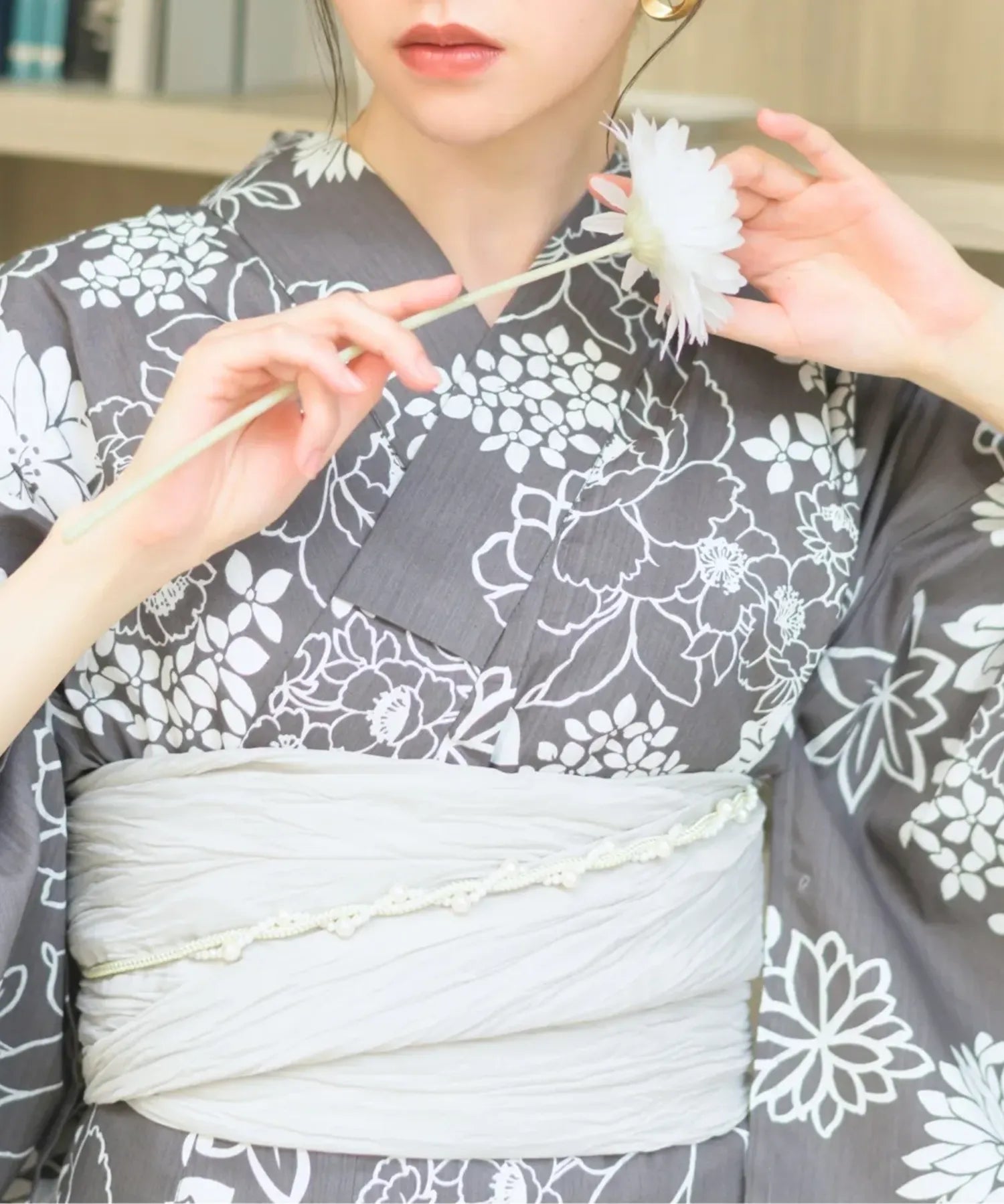 夏宵浴衣 菊芍優音 下駄付き5点セット(浴衣・兵児帯・腰紐×2・下駄)