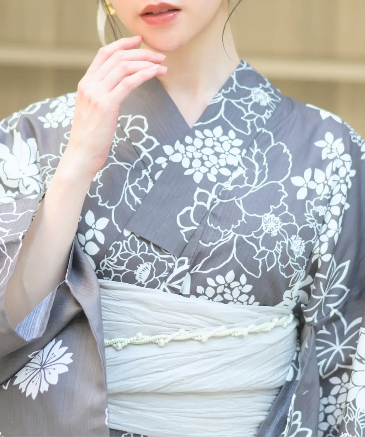 夏宵浴衣 菊芍優音 下駄付き5点セット(浴衣・兵児帯・腰紐×2・下駄)