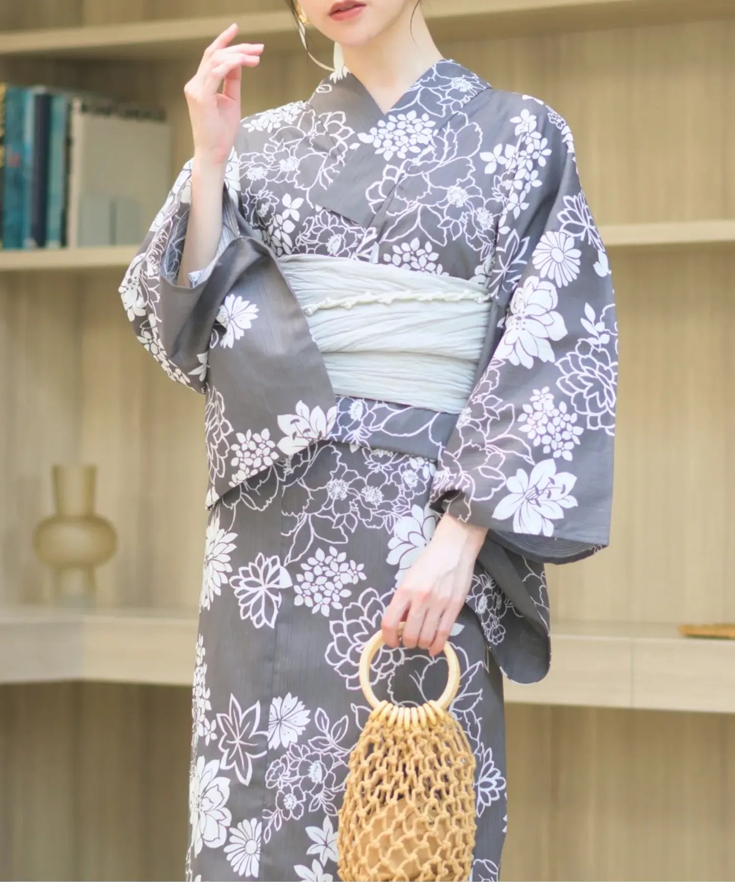 夏宵浴衣 菊芍優音 下駄付き5点セット(浴衣・兵児帯・腰紐×2・下駄)