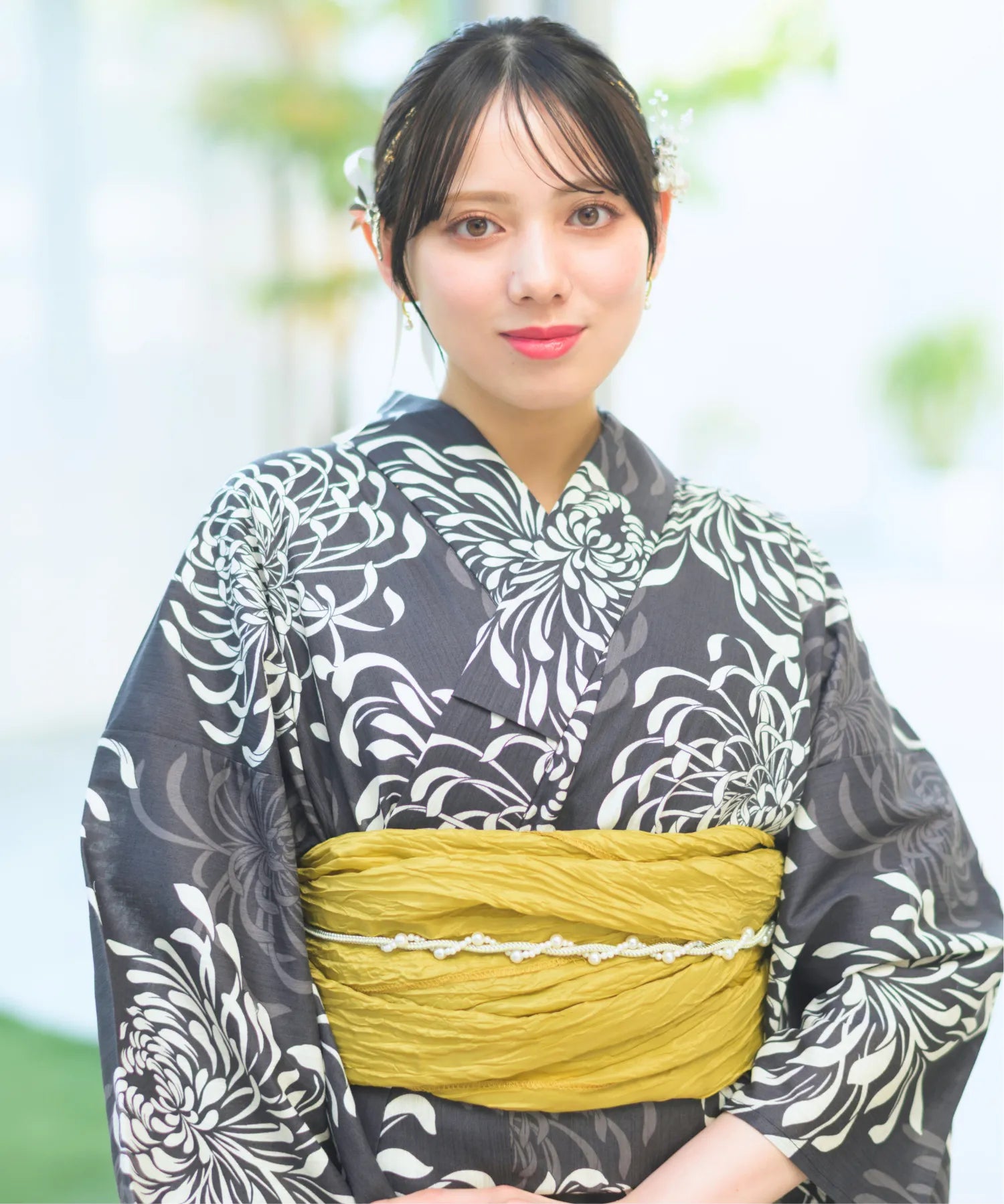 夏宵浴衣 月影の菊詩 下駄付き5点セット(浴衣・兵児帯・腰紐×2・下駄)