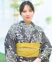 夏宵浴衣 月影の菊詩 下駄付き5点セット(浴衣・兵児帯・腰紐×2・下駄)