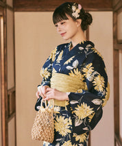 川口ゆりな コラボ浴衣 紺青のひまわり調べ 下駄付き5点セット(浴衣・兵児帯・腰紐×2・下駄)