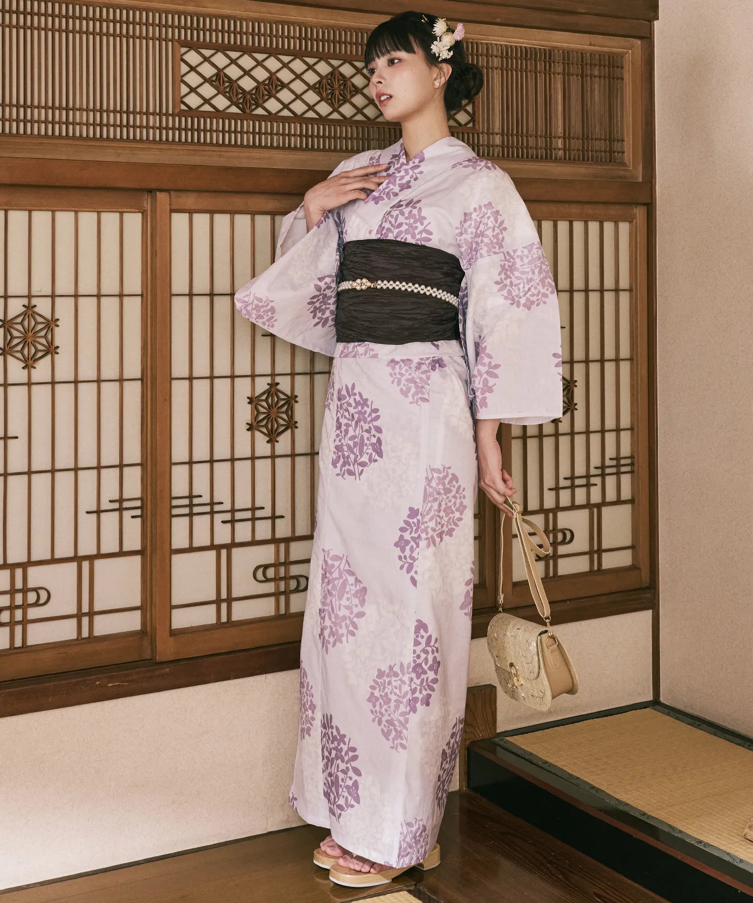 川口ゆりな コラボ浴衣 花風アンティーク 下駄付き5点セット(浴衣・兵児帯・腰紐×2・下駄)