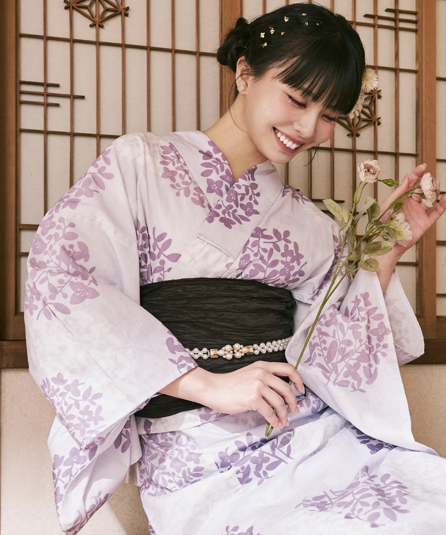 川口ゆりな コラボ浴衣 花風アンティーク 下駄付き5点セット(浴衣・兵児帯・腰紐×2・下駄)