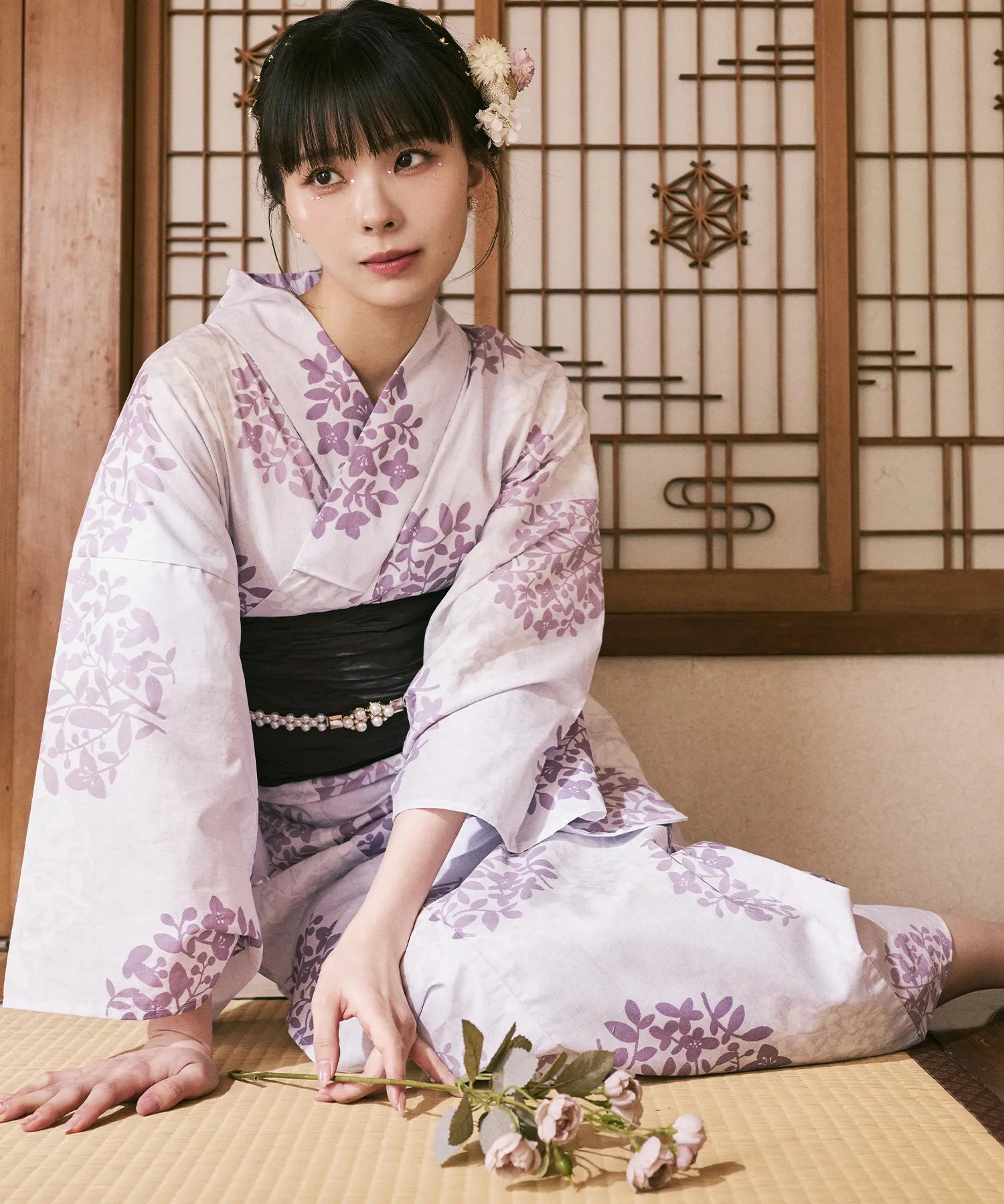 川口ゆりな コラボ浴衣 花風アンティーク 下駄付き5点セット(浴衣・兵児帯・腰紐×2・下駄)