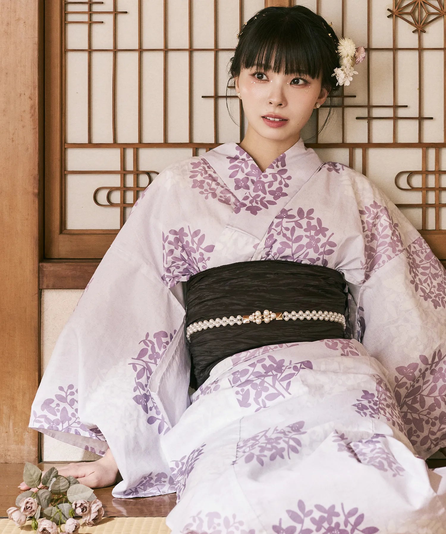 川口ゆりな コラボ浴衣 花風アンティーク 下駄付き5点セット(浴衣・兵児帯・腰紐×2・下駄)