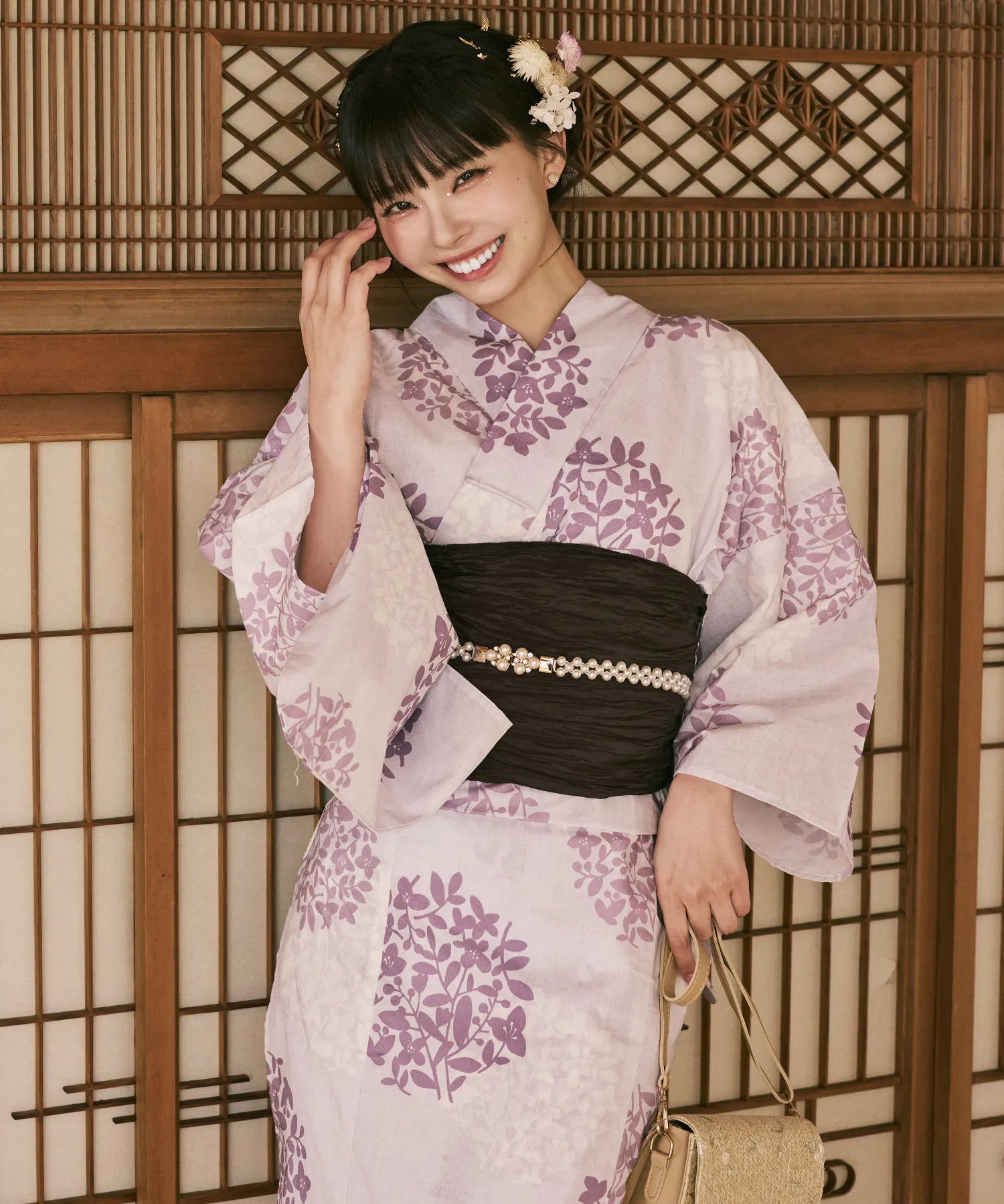 川口ゆりな コラボ浴衣 花風アンティーク 下駄付き5点セット(浴衣・兵児帯・腰紐×2・下駄)