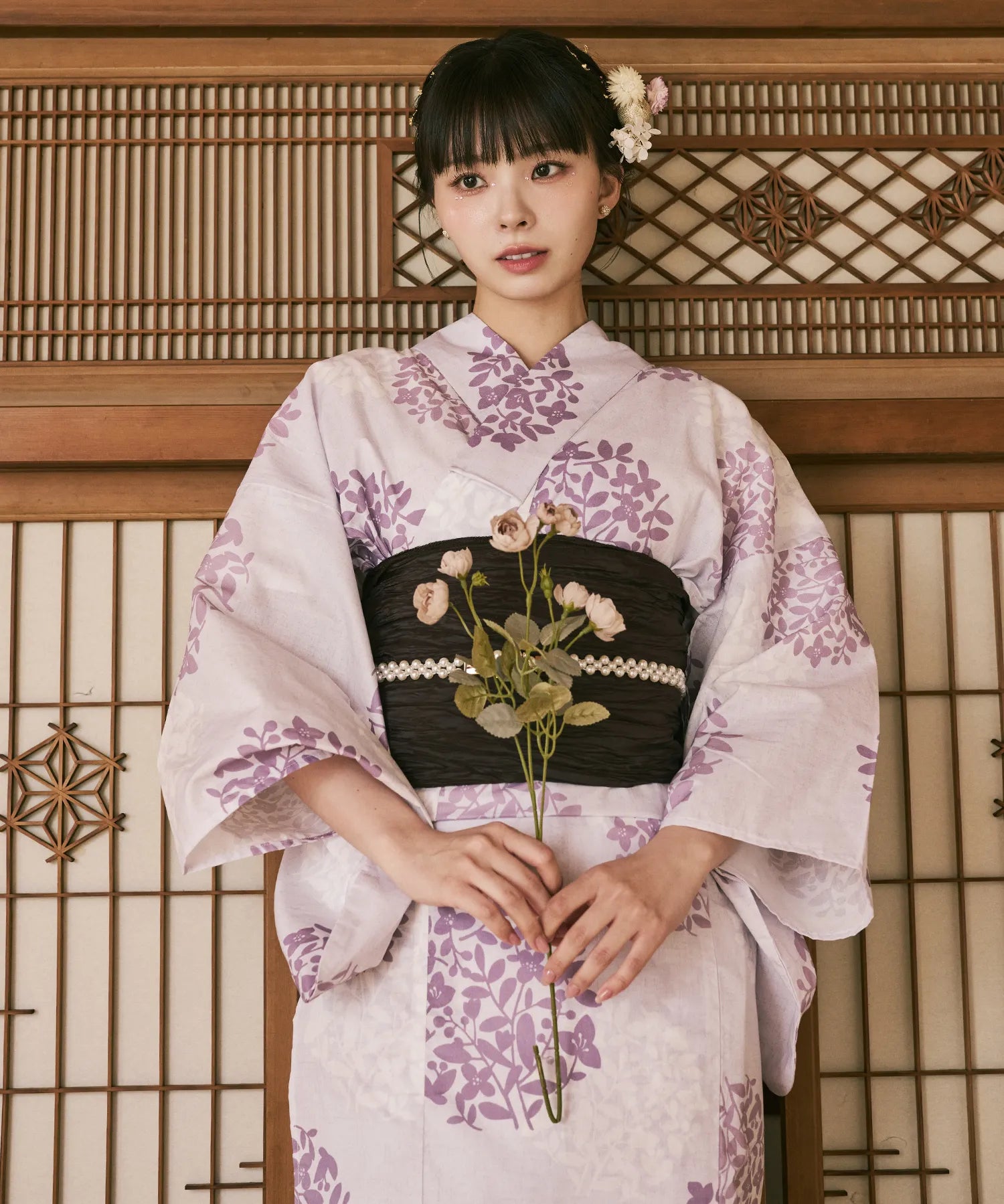 川口ゆりな コラボ浴衣 花風アンティーク 下駄付き5点セット(浴衣・兵児帯・腰紐×2・下駄)