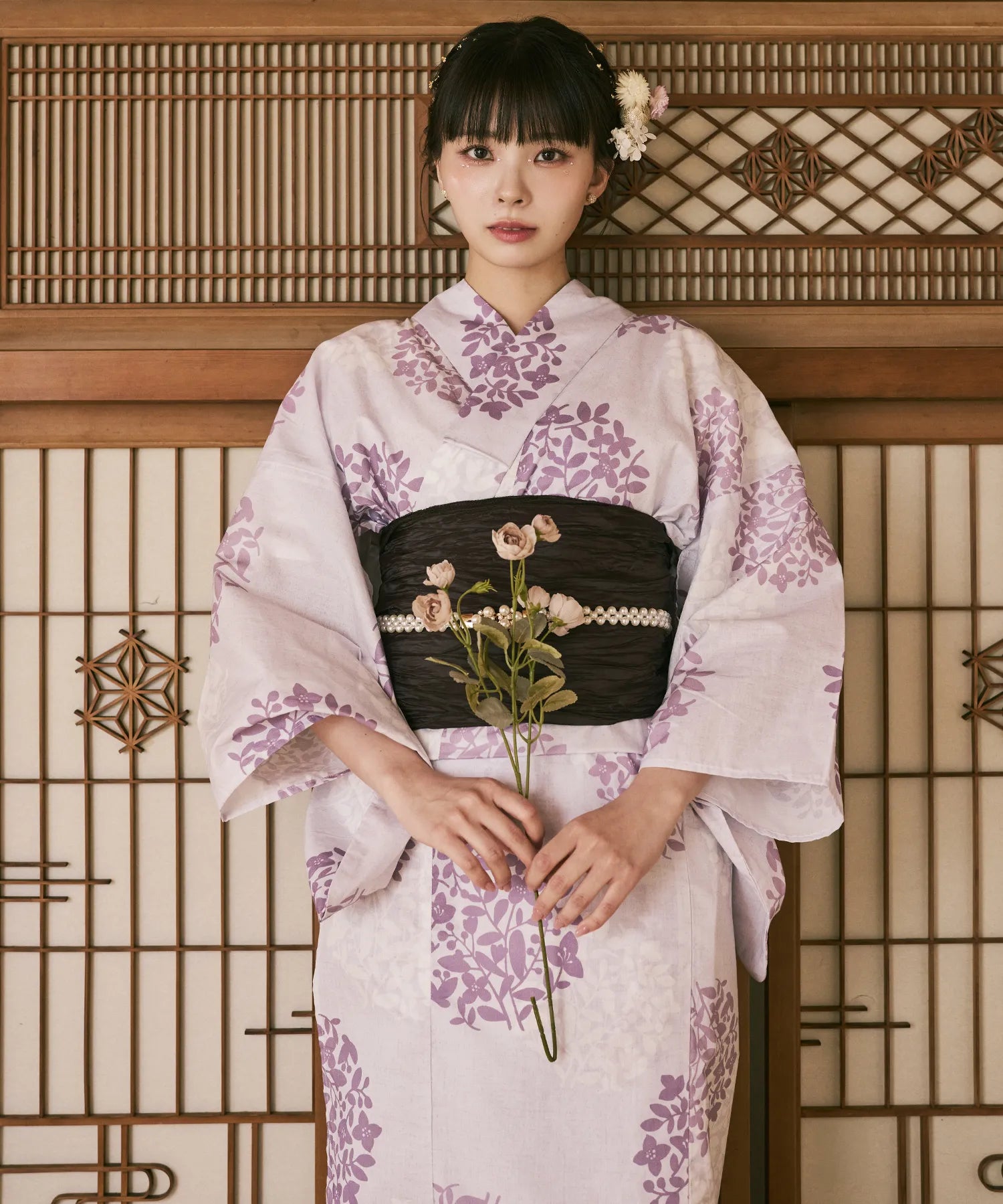 川口ゆりな コラボ浴衣 花風アンティーク 下駄付き5点セット(浴衣・兵児帯・腰紐×2・下駄)