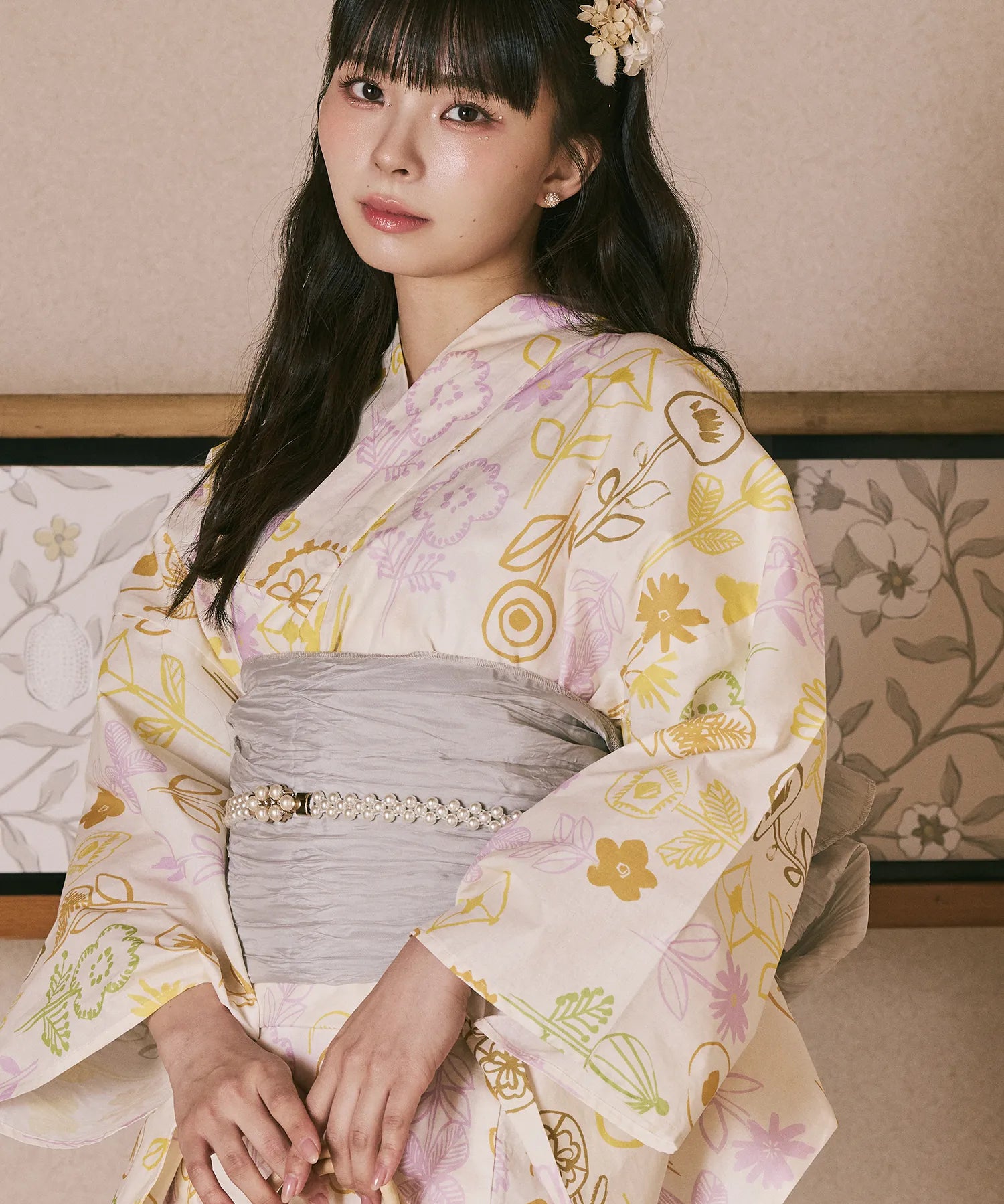 川口ゆりな コラボ浴衣 ノルディックの陽だまり 下駄付き5点セット(浴衣・兵児帯・腰紐×2・下駄)